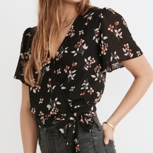 Madewell Floral Wrap Top sz XL EUC - Picture 3 of 8